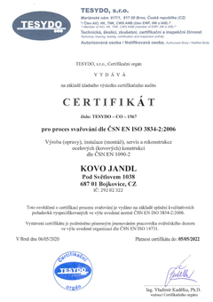 Certifikát 1